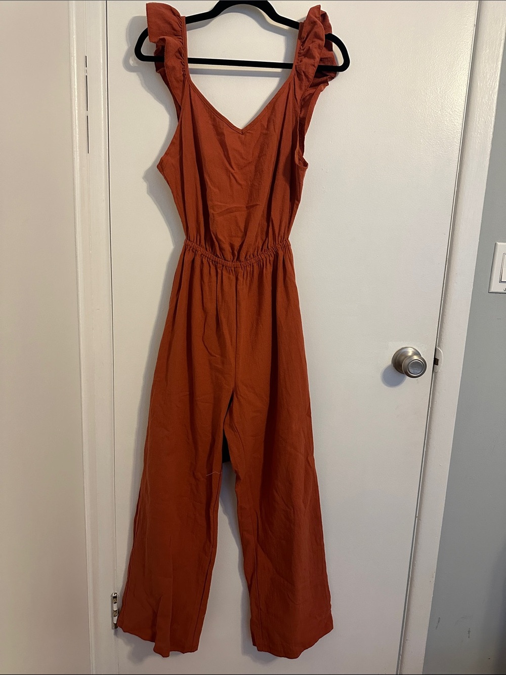 Shein Women’s Rust Ruffle-Strap Jumpsuit